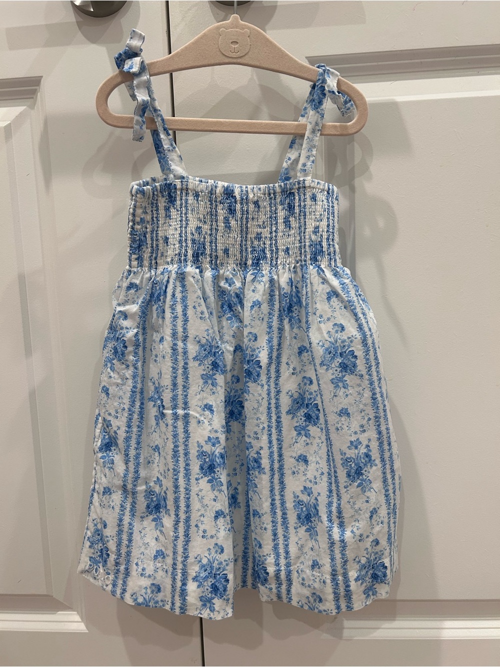 Polo by Ralph Lauren Girls’ White and Blue Floral Smocked Sundress